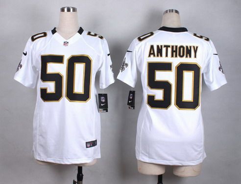 Women's New Orleans Saints #50 Stephone Anthony White Black Game Jersey