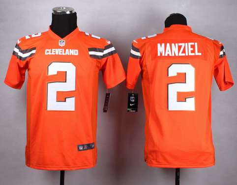 Youth Cleveland Browns #2 Johnny Manziel 2015 Nike Orange Game Jersey