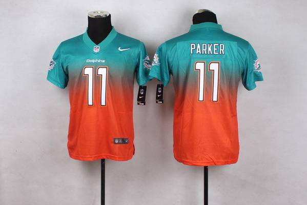 Youth Miami Dolphins #11 DeVante Parker GreenOrange Fadeaway Jersey 