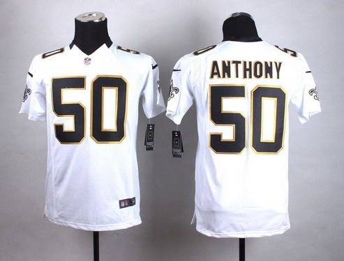 Youth New Orleans Saints #50 Stephone Anthony White Black Game Jersey