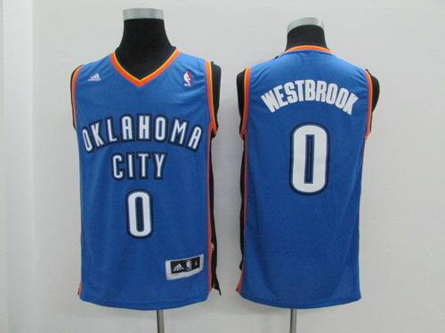 Youth Oklahoma City Thunder #0 Russell Westbrook Light Blue Jersey