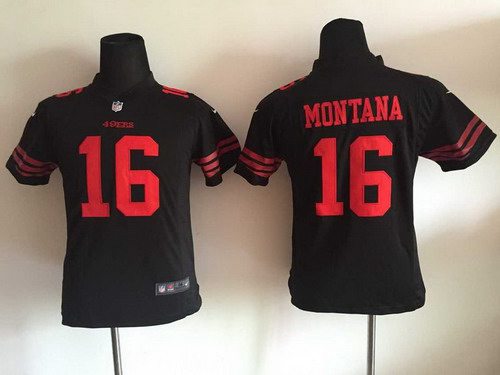 Youth San Francisco 49ers #16 Joe Montana 2015 Nike Black Game Jersey