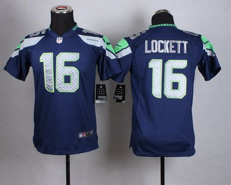 Youth Seattle Seahawks #16 Tyler Lockett Nike Navy Blue Game Jersey