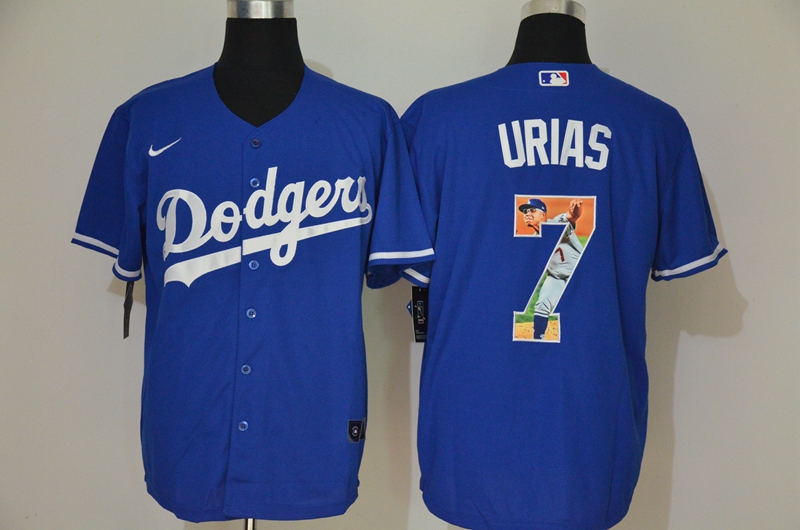 Men's Los Angeles Dodgers #7 Julio Urias Blue Unforgettable Moment Stitched Fashion MLB Cool Base Nike Jersey