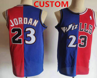 Men's Chicago Bulls Custom Blue Red Two Tone Stitched Hardwood Classic Swingman Jerseys