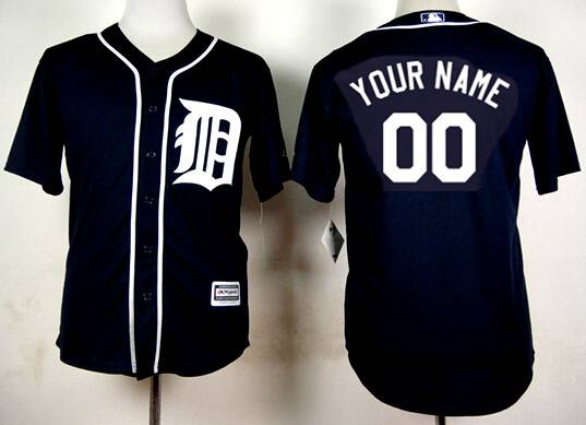 Men's Detroit Tigers Customized 2015 Navy Blue Jersey